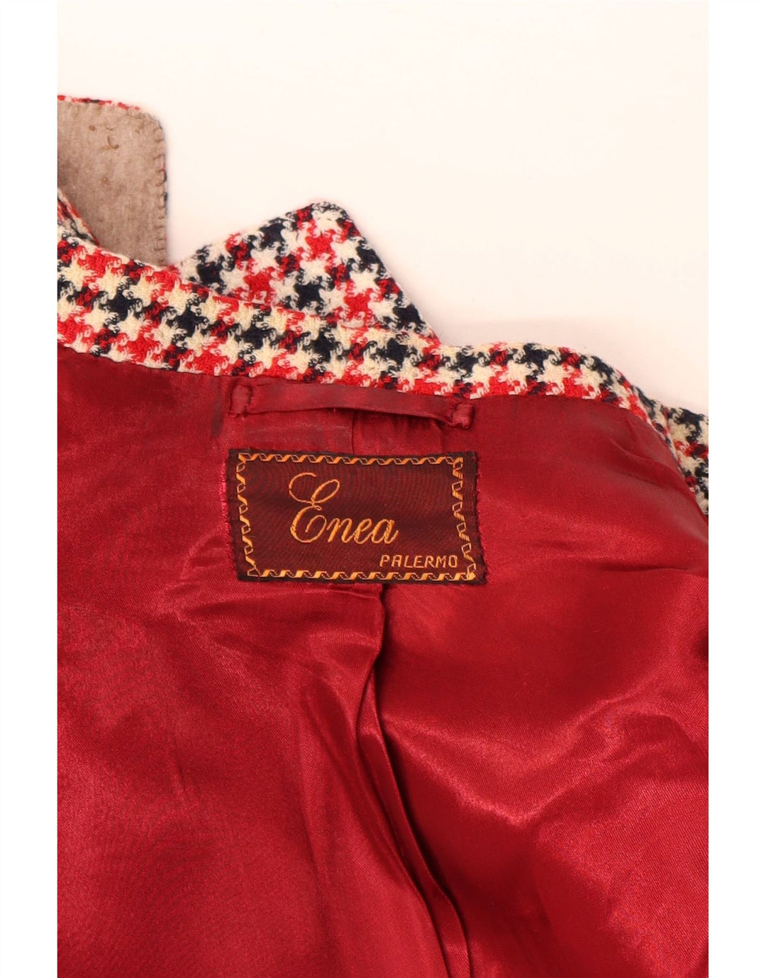 Blazer vintage pentru femei cu mâneci 3/4 UK 16, mare, roșu, picior de găină