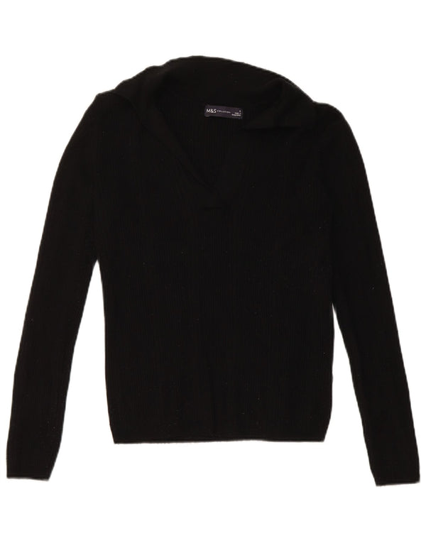 Marks & Spencer Pulover crop pentru femei cu gât polo, UK 8 Small Black