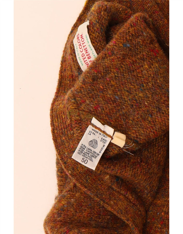 Pulover cardigan pentru bărbați Benetton IT 50, maro mediu, lână nouă cu pete