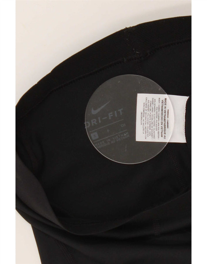 Pantaloni scurți sport Nike Dri Fit Graphic pentru femei UK 8 Small Negru Poliester