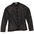 Bluză de cămașă vintage pentru femei UK 12 Medium Black Geometric Poliamidă