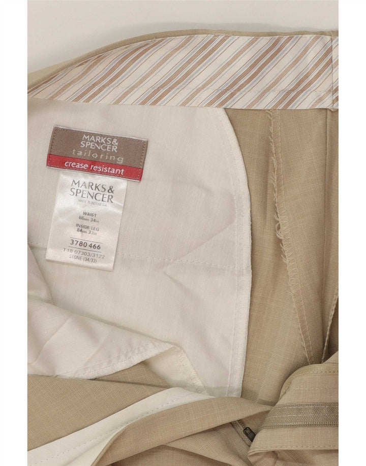 Marks & Spencer Pantaloni drepți pentru bărbați L34 L28 poliester bej