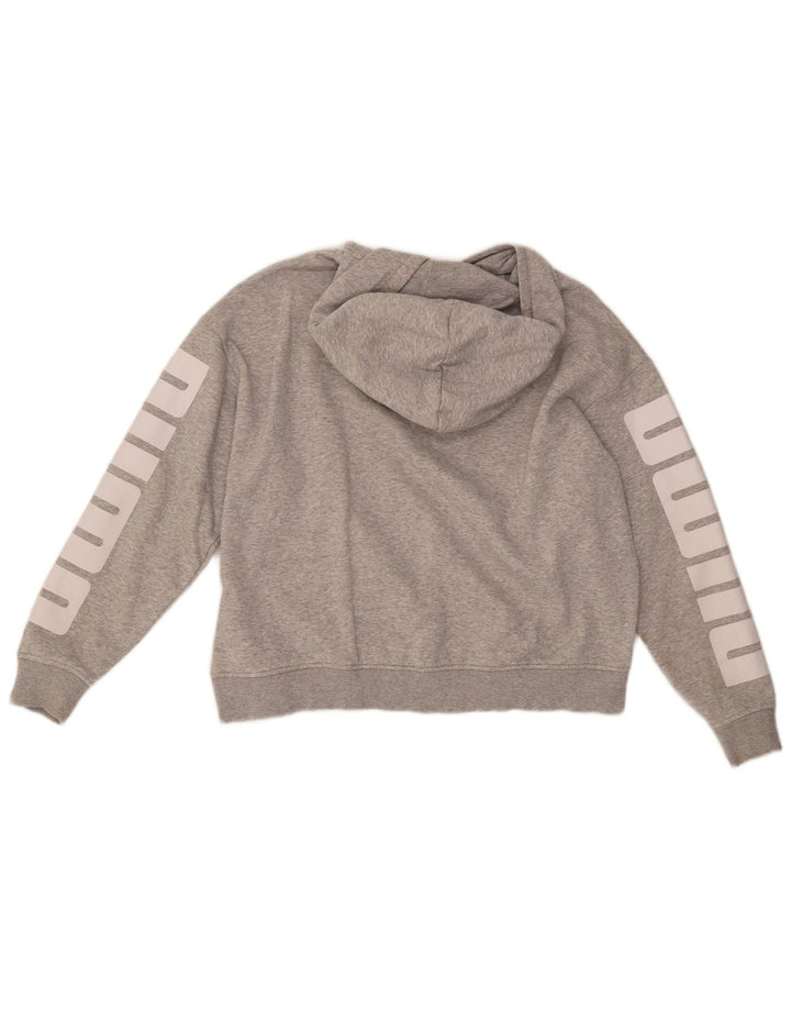 Pulover cu glugă supradimensionat cu grafic PUMA pentru femei UK 16 mare bumbac gri