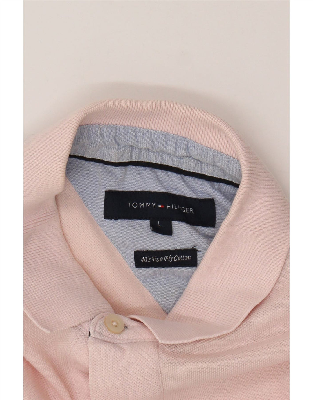 TOMMY HILFIGER Mens Polo Shirt Large Pink Cotton