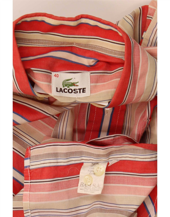 Cămașă pentru bărbați Lacoste cu mânecă scurtă, mărimea 40, bumbac cu dungi multicolore medii