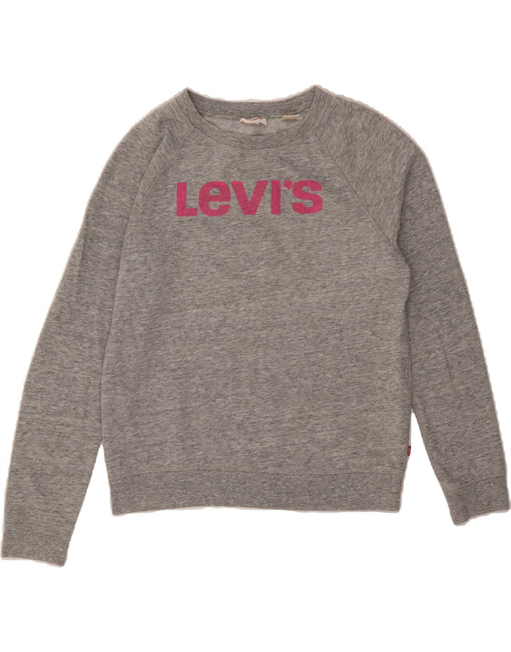 LEVI'S Womens Graphic Sweatshirt Jumper UK 14 Medium Grey Cotton Vintage Levi's and Second-Hand Levi's from Messina Hembry 