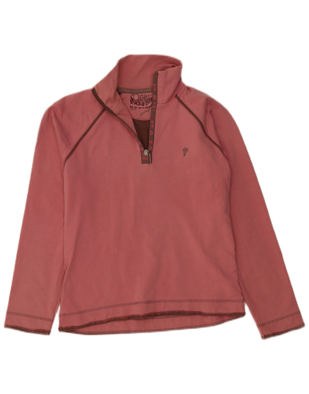 Pulover pentru femei Fat Face cu fermoar și gât, UK 8, bumbac roz mic