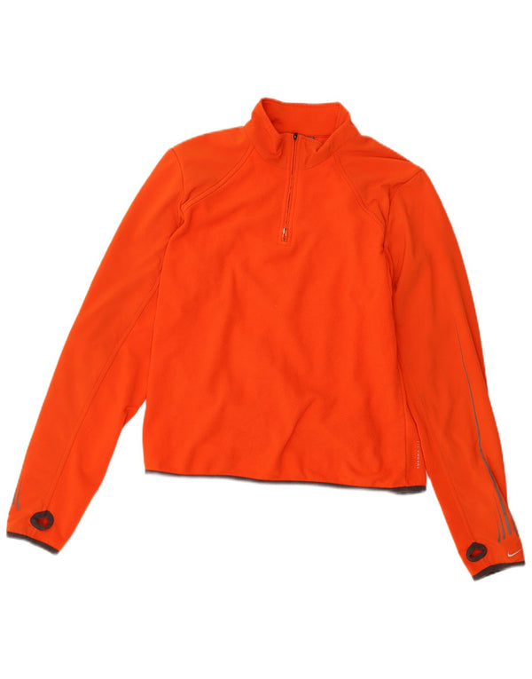 Pulover Nike pentru femei Therma-Fit, cu fermoar și gât, din lână, Marea Britanie 16/18, XL, portocaliu, poliester