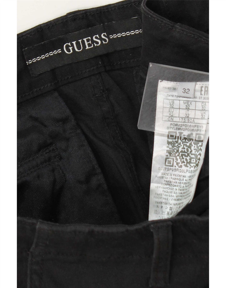 Pantaloni scurți cargo Guess pentru bărbați W32, bumbac mediu negru