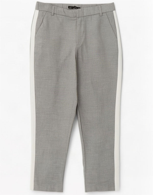 Zara Womens Trafaluc Cropped Pantaloni L32 L24 Gri Colorblock