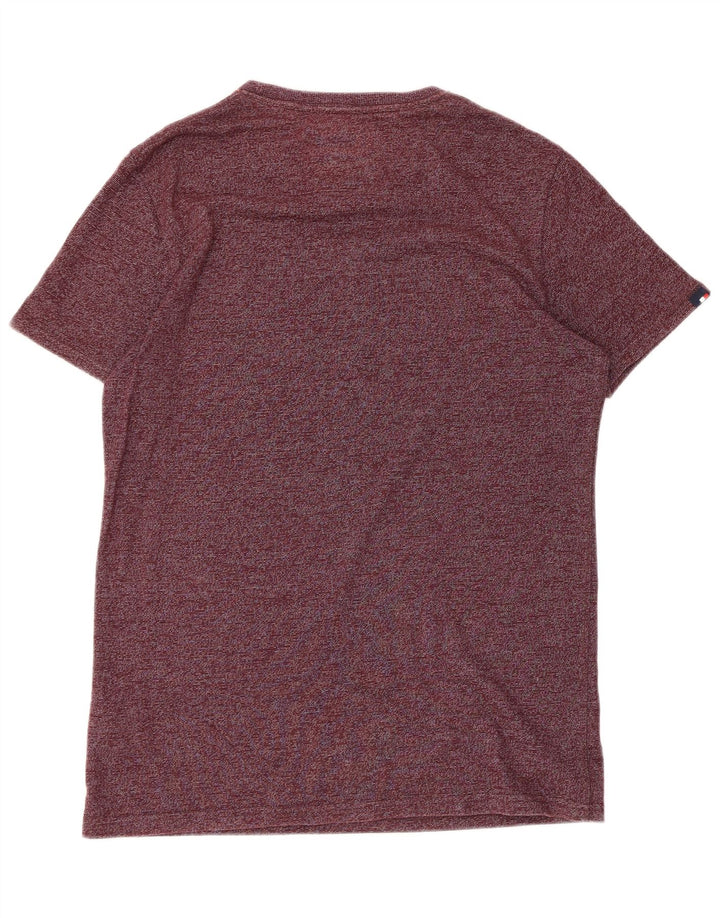Tricou grafic pentru bărbați SUPERDRY Top mare burgundy cu dungi din bumbac