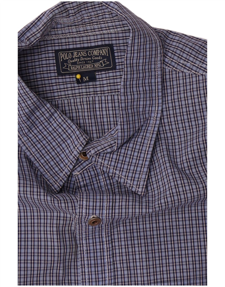Cămașă cu mânecă scurtă pentru bărbați Ralph Lauren, bumbac cu carouri albastru mediu