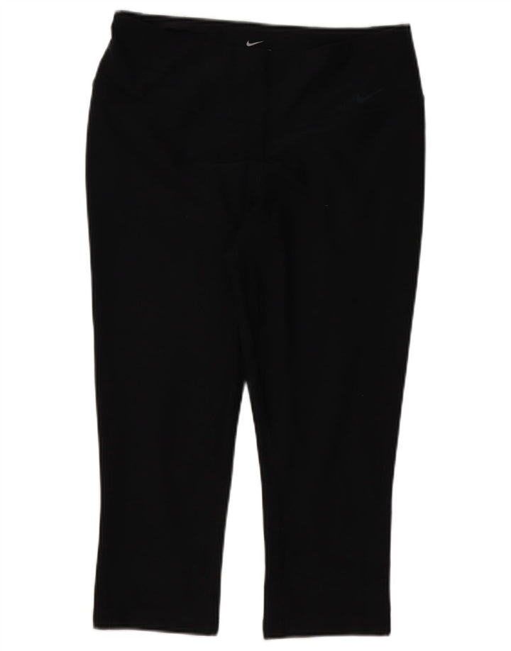 NIKE Womens Dri Fit Capri Leggings UK 12 Medium  Black Polyester