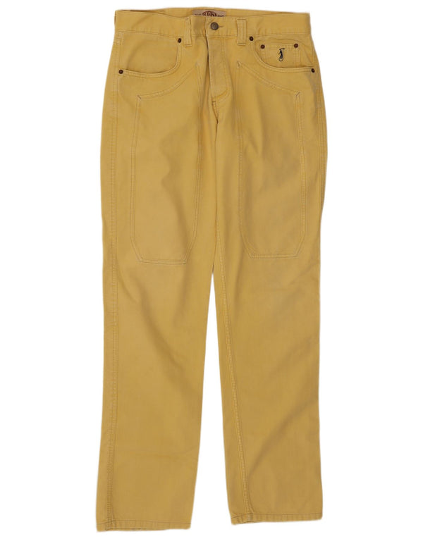 Jeckerson Mens Straight Casual Trousers W36 L33 Yellow