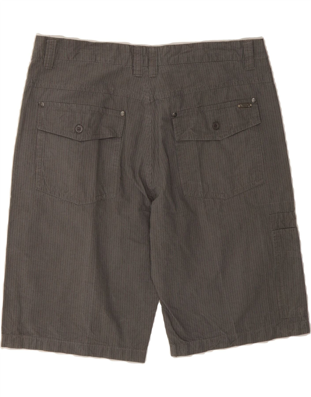 VINTAGE Mens Cargo Shorts Large W34 Grey Striped Cotton Vintage Vintage and Second-Hand Vintage from Messina Hembry 