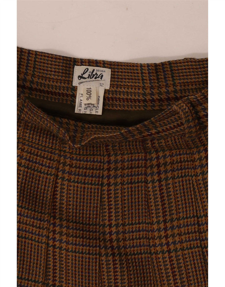 Fusta plisată pentru femei Libra UK 12 Medium W28 Lână maro Houndstooth