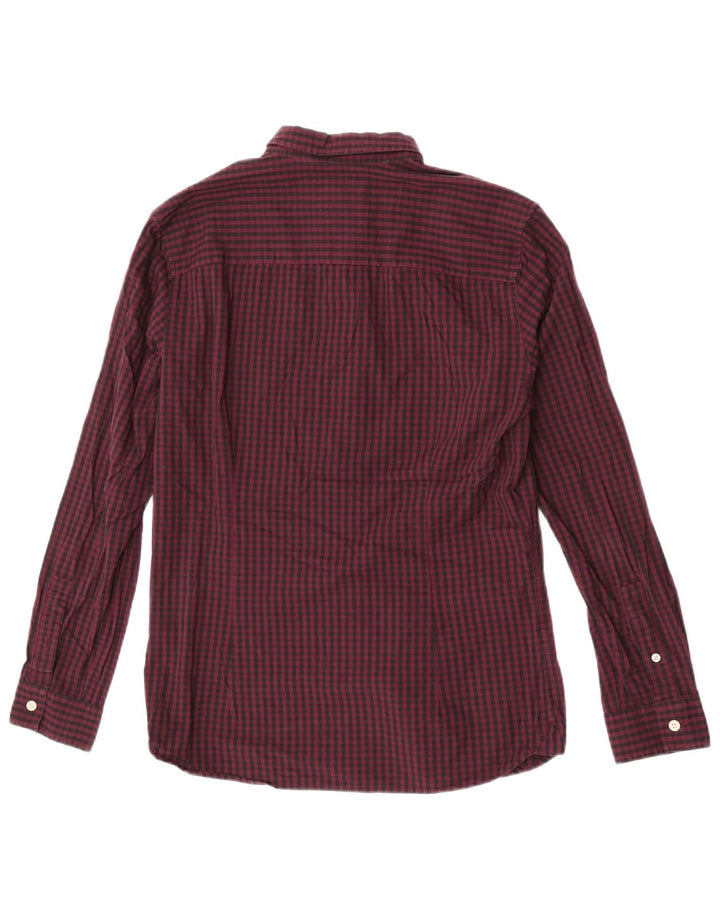 Cămașă pentru bărbați Lyle & Scott Slim Fit Bumbac Vichy Burgundy mediu