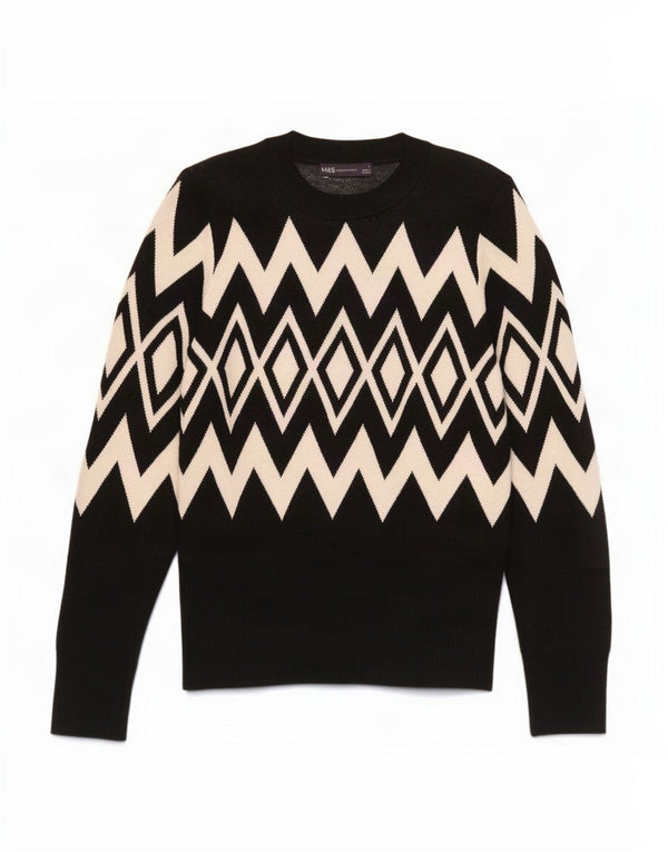 Pulover pentru femei Marks & Spencer cu decolteu triplu UK 12 Medium Negru