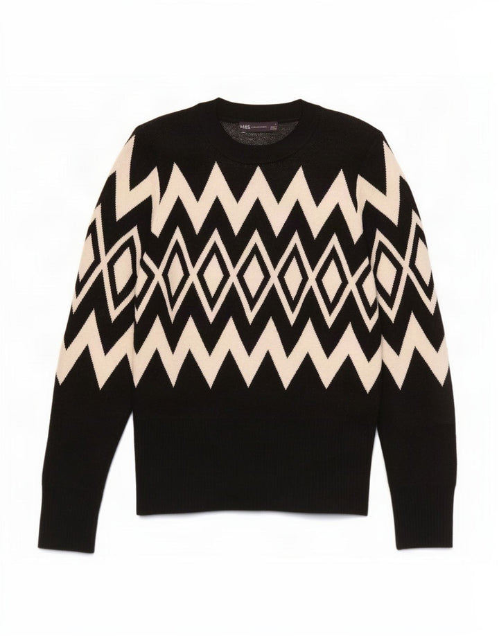 Pulover pentru femei Marks & Spencer cu decolteu triplu UK 12 Medium Negru
