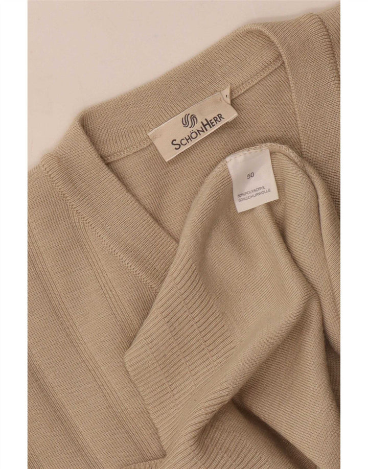 Pulover Vintage pentru bărbați cu decolteu în V IT 50 Medium Bej Poliacrilic cu dungi
