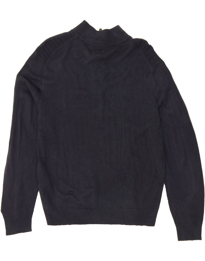 DOCKERS Mens Zip Neck Jumper Sweater Large Navy Blue Acrylic Vintage Dockers and Second-Hand Dockers from Messina Hembry 
