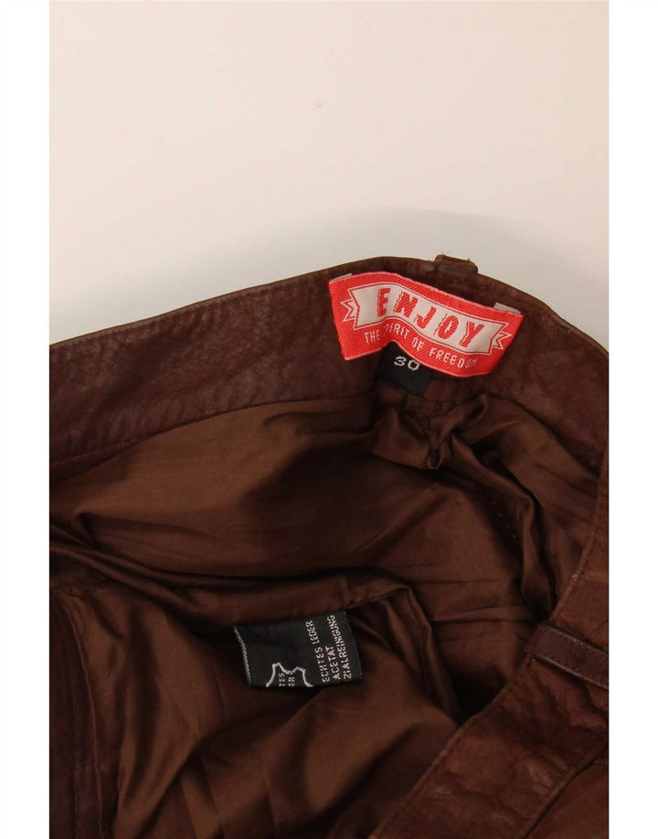 Pantaloni din piele pentru bărbați ENJOY L30 L34 maro