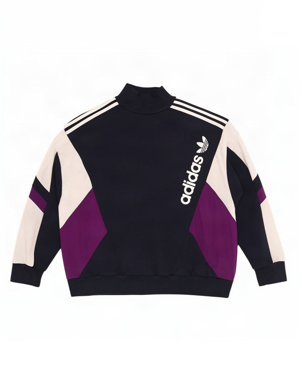 Pulover de hanorac grafic Adidas pentru femei UK 16, mare, bleumarin, color block