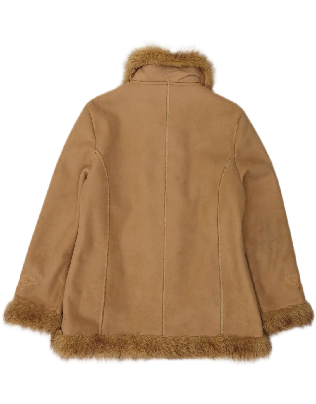Jachetă Sherpa Vintage pentru femei, UK 14, mare, bej, poliester