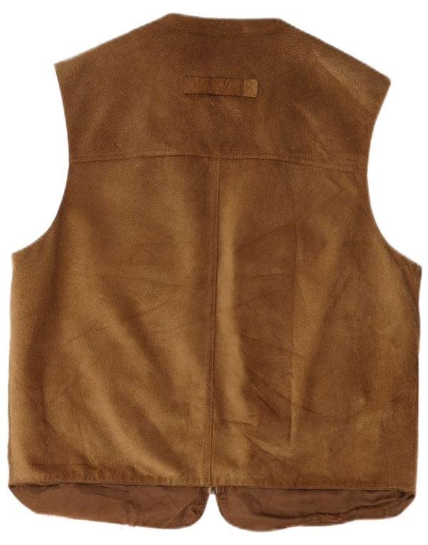 Gilet vintage pentru bărbați din piele intoarsa, UK 38, maro mediu, piele