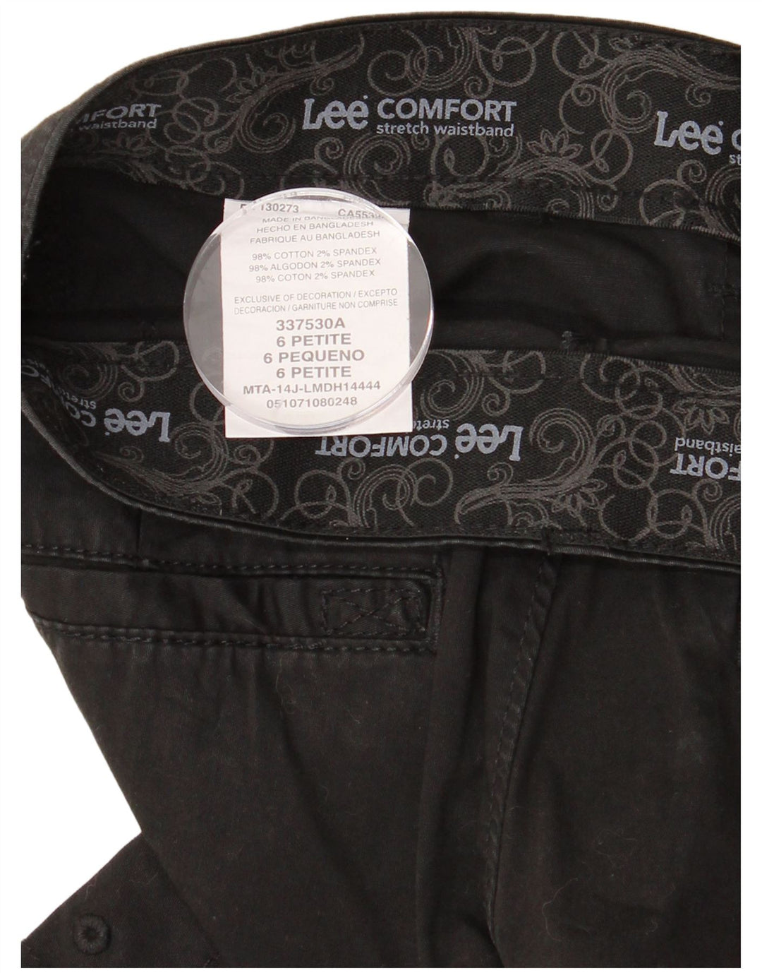 Bermude LEE pentru femei Cargo US 6 Medium W30 Bumbac negru