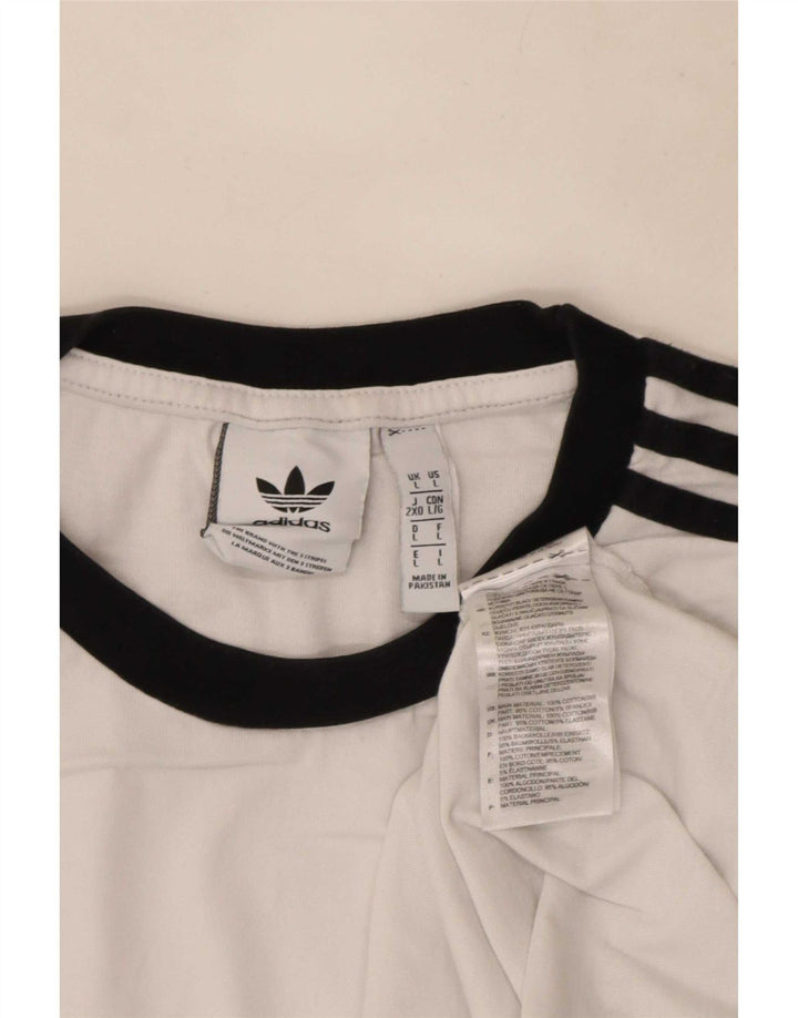 Top pentru bărbați Adidas cu mânecă lungă, mare, alb, bumbac