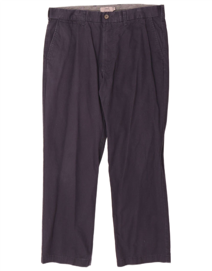 Pantaloni chino obișnuiți pentru bărbați Marks & Spencer L36 L29 Bumbac bleumarin