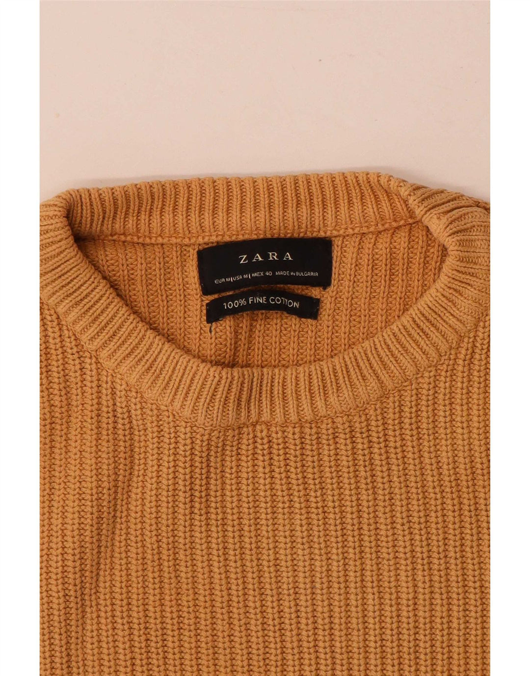Pulover pentru bărbați Zara, cu gât crew, bumbac mediu bej