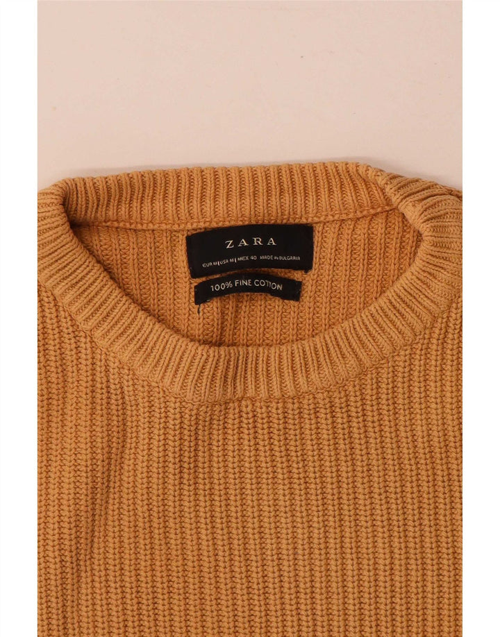 Pulover pentru bărbați Zara, cu gât crew, bumbac mediu bej