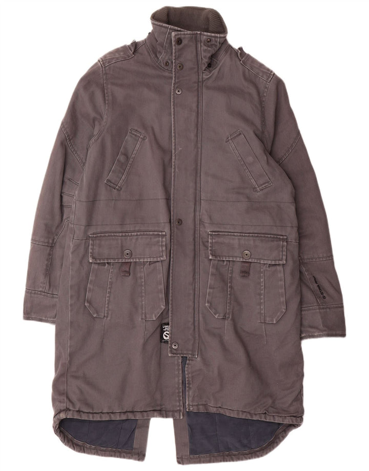 G-STAR 3301 Graphic Parka Jacket pentru bărbați UK 38 Medium Gri Bumbac
