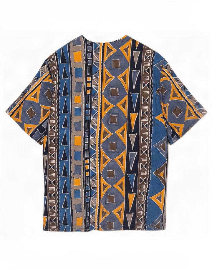 Bluză cămașă cu mânecă scurtă pentru femei Augustus IT 44 Medium Blue Geometric