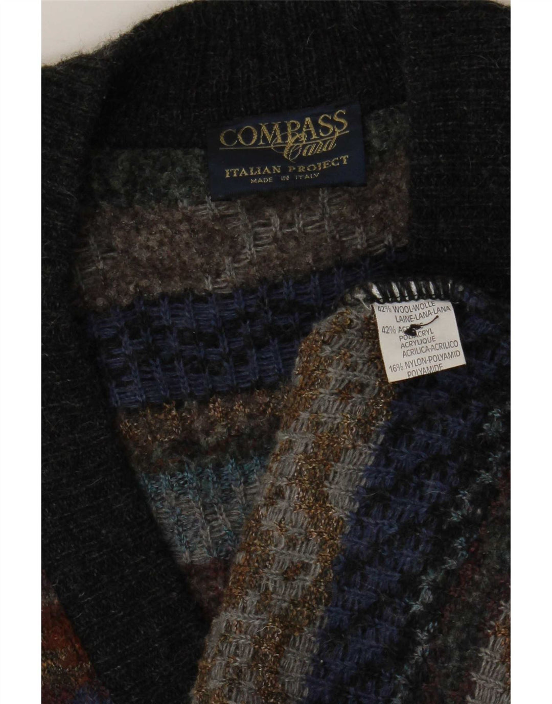 COMPASS CARD Pulover cardigan pentru bărbați IT 52 Lână geometrică mare gri