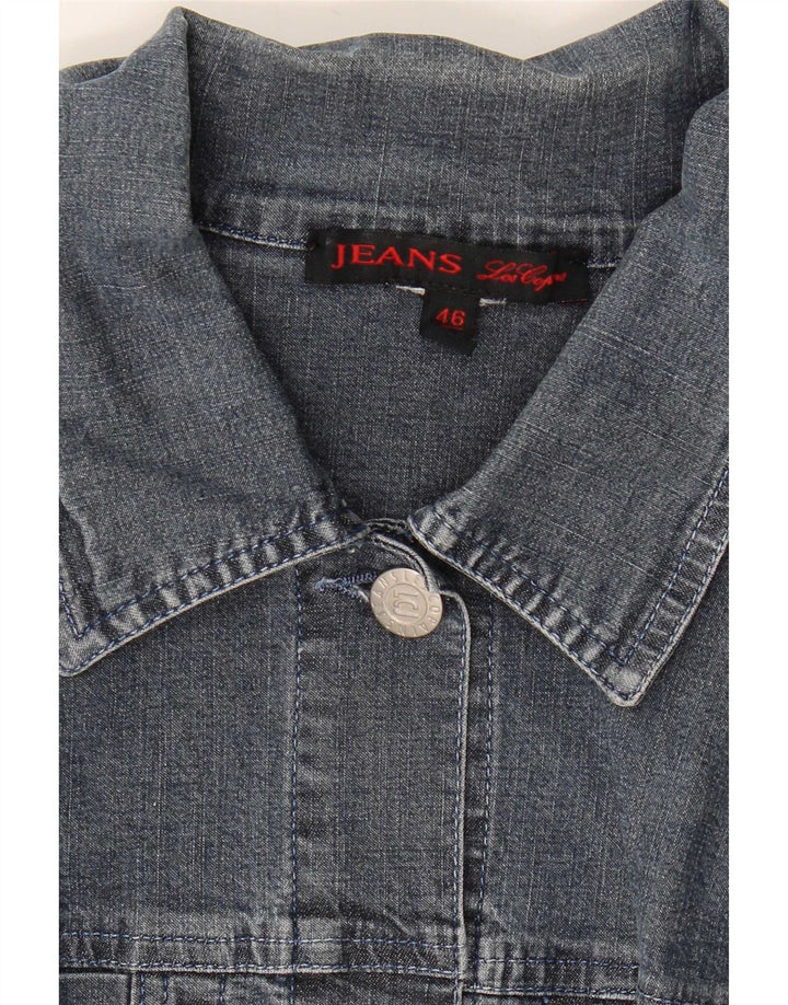Les Copains Womens Graphic Crop Denim Jacket IT 46 Large Blue