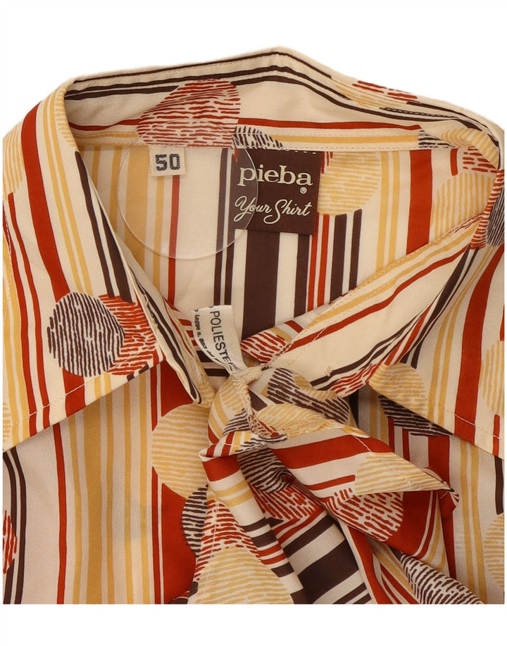Cămașă vintage pentru femei IT 50 XL poliester cu dungi bej