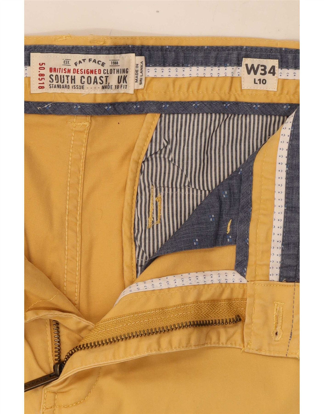 Pantaloni scurți chino pentru bărbați Fat Face W34, bumbac galben mare