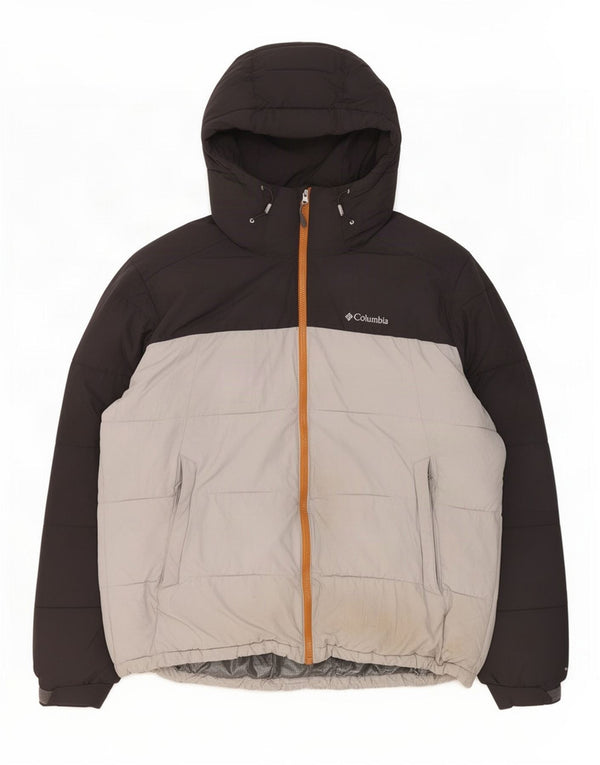 Jachetă căptușită cu glugă Columbia pentru bărbați UK 42 XL Gri poliester color bloc