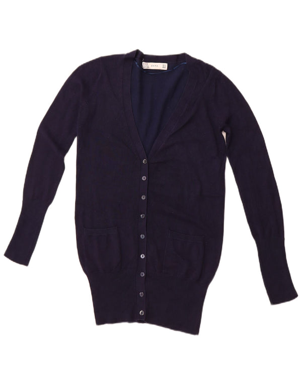 Pulover cardigan pentru femei ZARA UK 10 mic, bleumarin, raion
