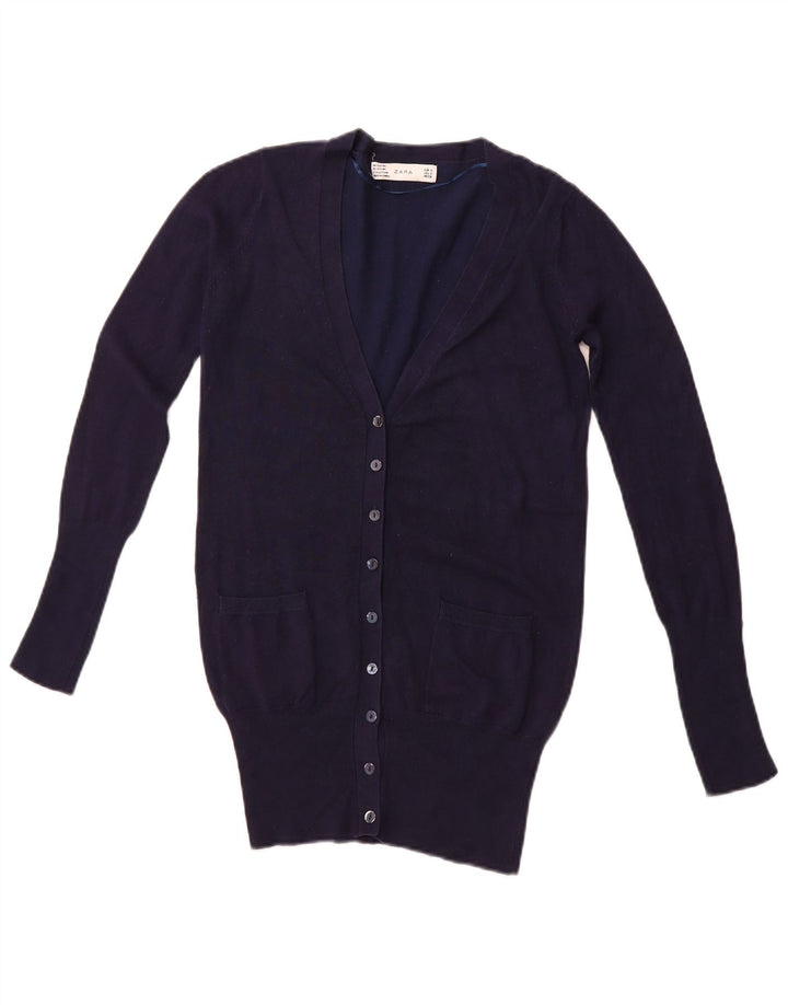 Pulover cardigan pentru femei ZARA UK 10 mic, bleumarin, raion