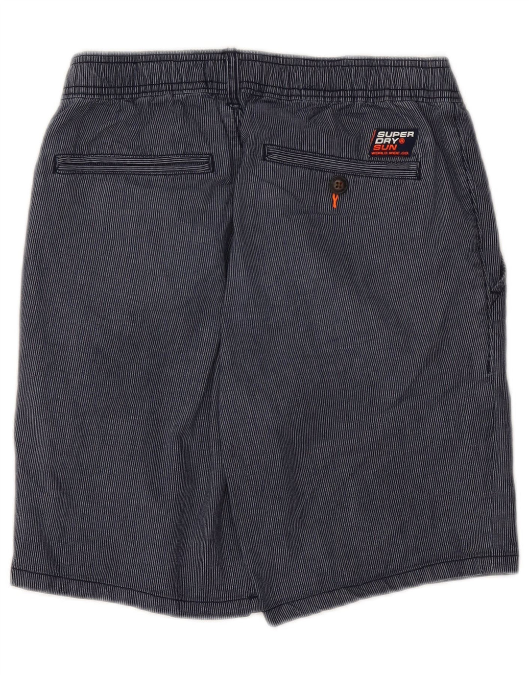 Pantaloni scurți chino pentru bărbați SUPERDRY W30, bumbac cu dungi, albastru marin mediu