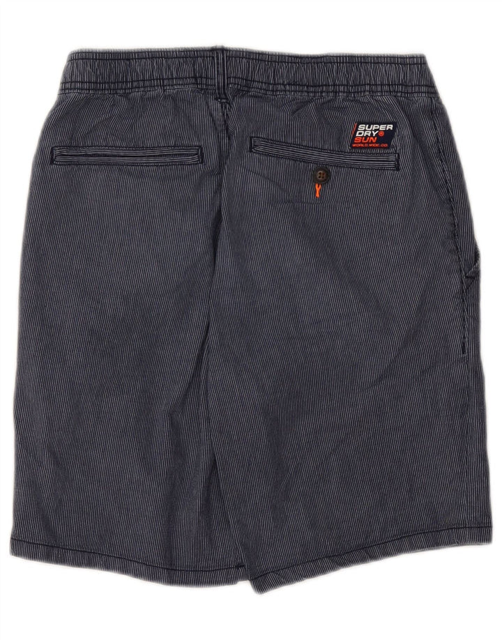 Pantaloni scurți chino pentru bărbați SUPERDRY W30, bumbac cu dungi, albastru marin mediu