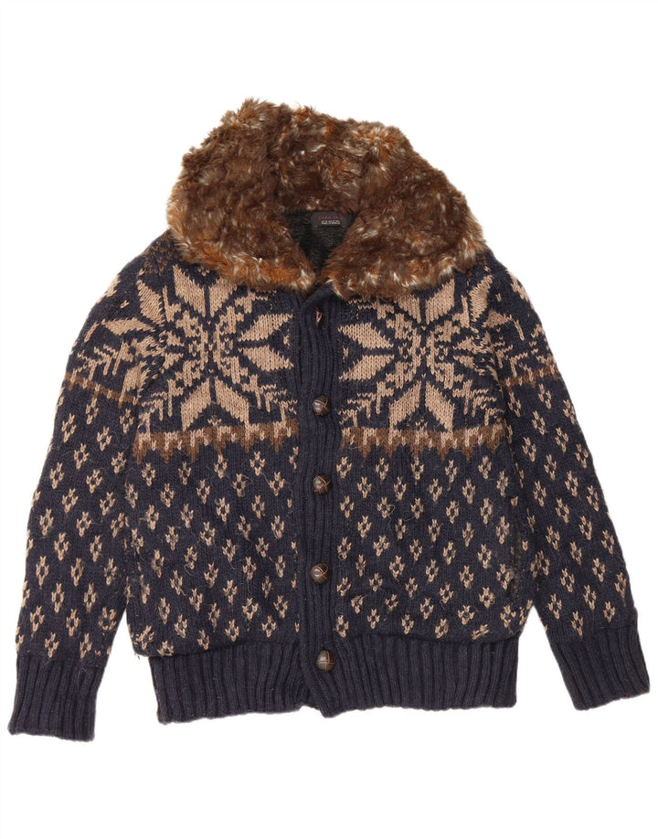 Pulover cardigan pentru bărbați Zara Mediu Bleumarin Fair Isle Acrylic