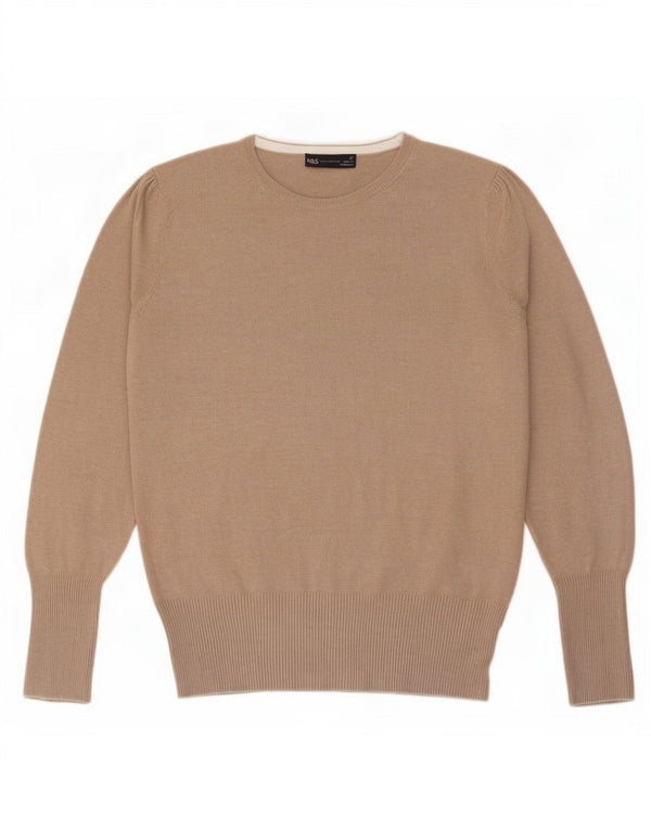 Pulover pentru femei Marks & Spencer cu decolteu barcă UK 12 Medium Bej Viscoză