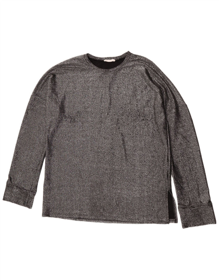 Top supradimensionat pentru femei Zara cu mânecă lungă UK 10 Small Silver Poliamidă