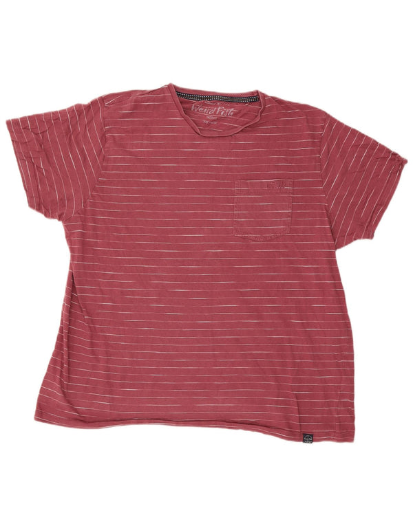 Tricou pentru bărbați Weird Fish Top 2XL, bumbac roșu cu dungi