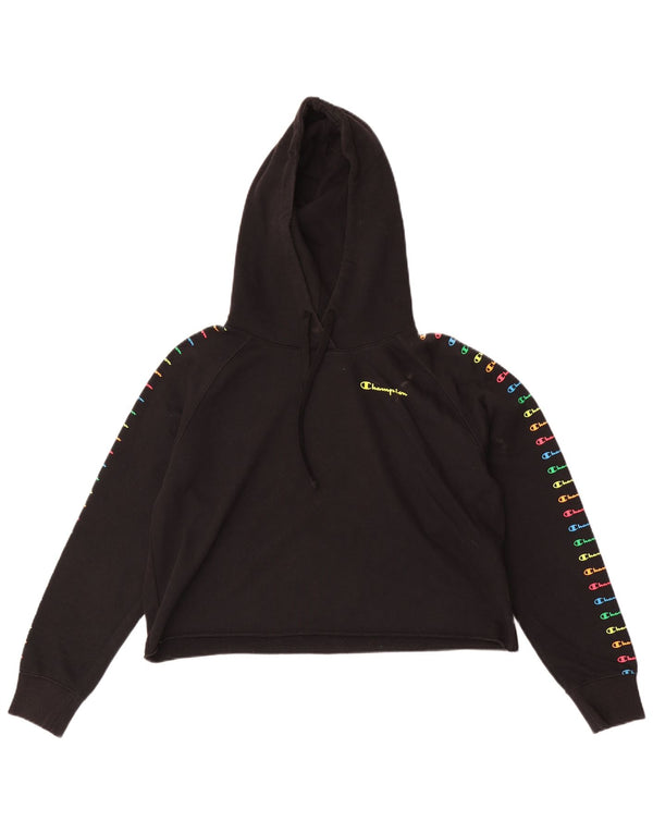 Pulover pentru femei Champion Crop Graphic Pulover UK 10 Bumbac negru mic